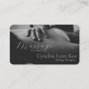 Massage Text Photo BW Hands Background Business Card