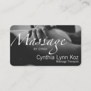 Massage Text Photo BW Hands Background Business Card