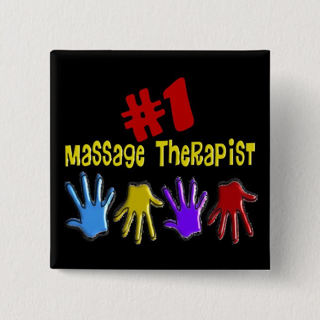 Massage Therapist "#1" Gifts 2 Inch Square Button (Front)
