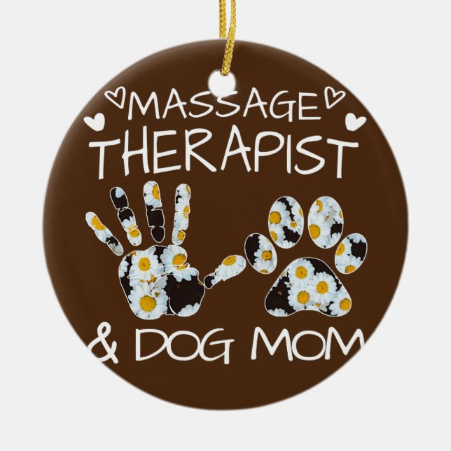 Massage Therapist And Dog Mom Wildflowers  Ceramic Ornament (Front)