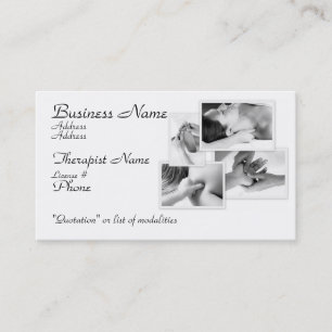 Massage Therapist, black & white on white Business Card