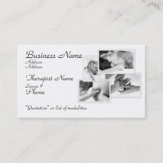 Massage Therapist, black & white on white Business Card