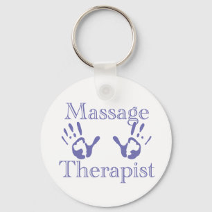 Massage Therapist: Blue Hand Prints Keychain