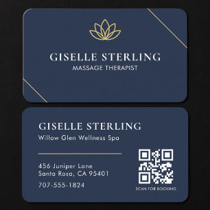 Massage Therapist Blue QR Code Business Card