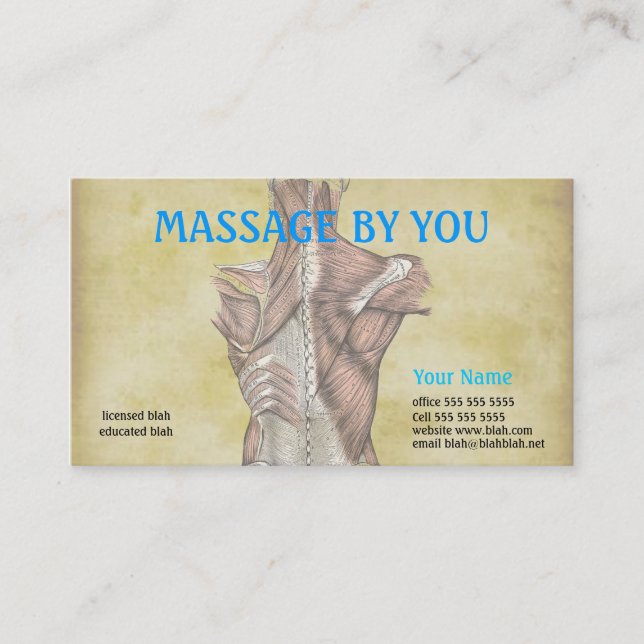 Massage therapist business card template (Front)