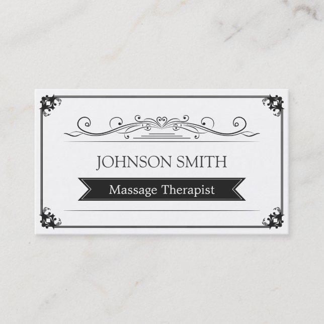 Massage Therapist - Classy Vintage Frame Business Card (Front)
