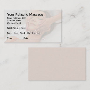Massage Therapist Client Budget Appointment Cards