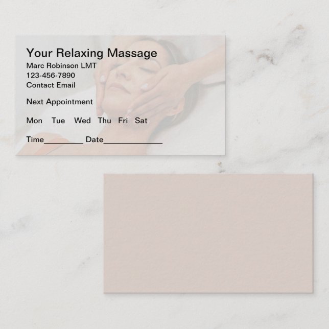 Massage Therapist Client Budget Appointment Cards (Front/Back)
