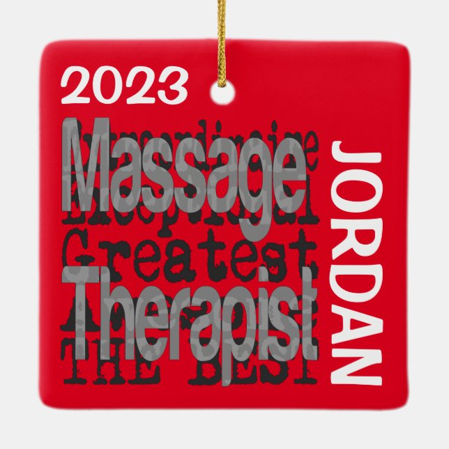 Massage Therapist Extraordinaire CUSTOM Ceramic Ornament (Back)