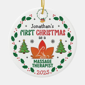 Massage Therapist First Christmas Personalized Ceramic Ornament