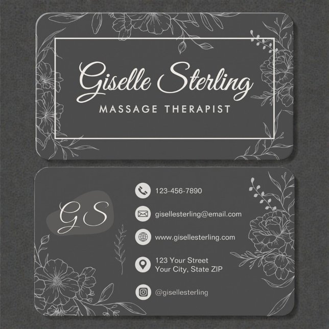 Massage Therapist Floral Business Card (Creator Uploaded)