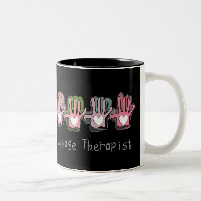 Massage Therapist  'Hands" Design Gifts Two-Tone Coffee Mug (Right)