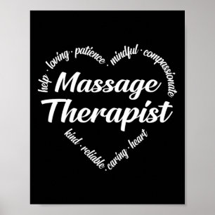 Massage Therapist Heart Word Cloud Poster