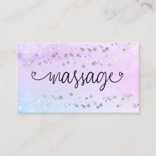 *~* Massage Therapist Hearts Glitter Pastel Business Card