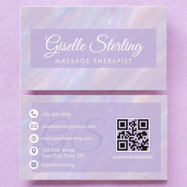 Massage Therapist Iridescent Opal Holographic Business Card (Creator Uploaded)