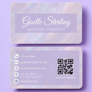 Massage Therapist Iridescent QR Code Professional Business Card
