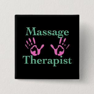 Massage Therapist: Pink Hand Prints 2 Inch Square Button