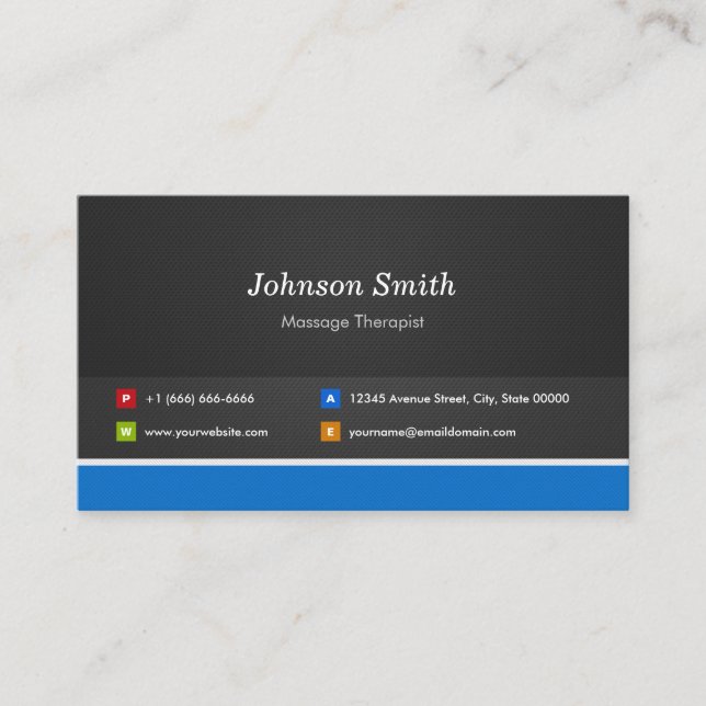 Massage Therapist - Professional Customizable Business Card (Front)