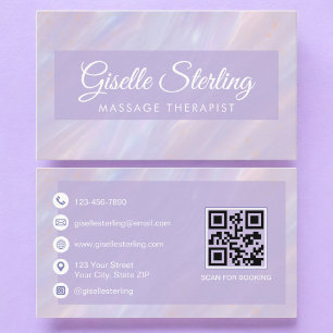 Massage Therapist QR Code Iridescent Opal  Business Card