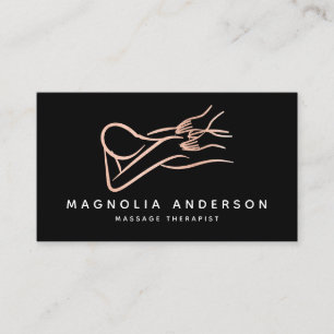 Massage Therapist Rose Gold Foil Brushed Metal Business Card