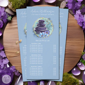 Massage Therapist Salon Spa Stylist Zen Price List Rack Card
