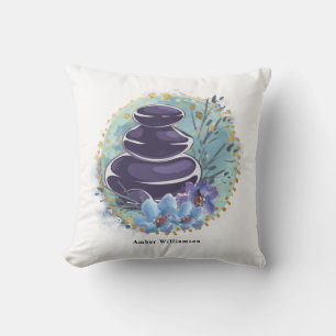 Massage Therapist Salon Spa Stylist Zen Stones Throw Pillow