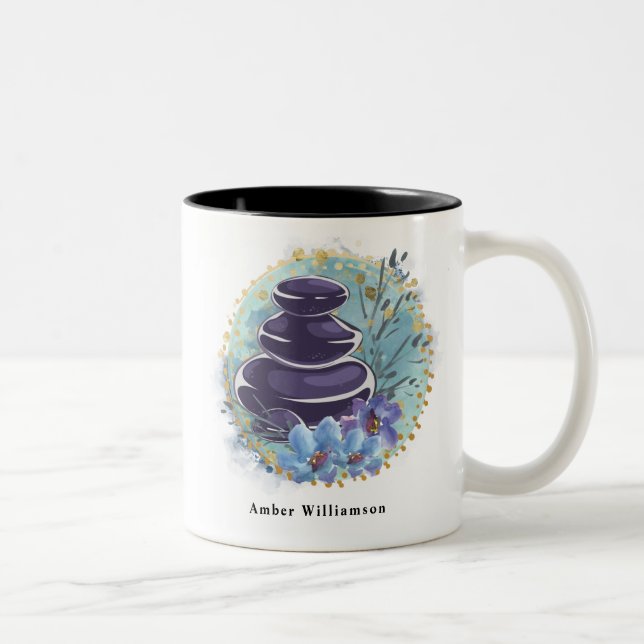 Massage Therapist Salon Spa Stylist Zen Stones Two-Tone Coffee Mug (Right)