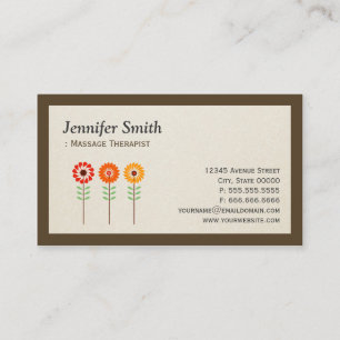Massage Therapist - Simple Elegant Sunflowers Business Card