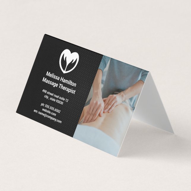 Massage Therapist | Spa | Heart Hands Icon Business Card (Front)