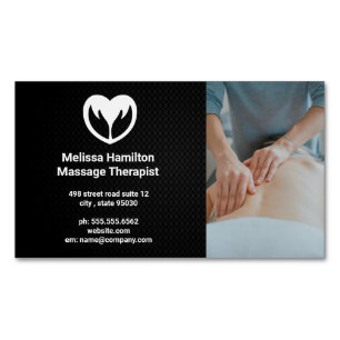 Massage Therapist   Spa   Heart Hands Icon Magnetic Business Card