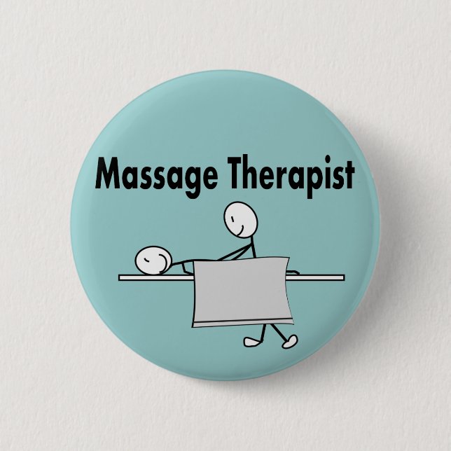 Massage Therapist Stick Person 2 Inch Round Button (Front)