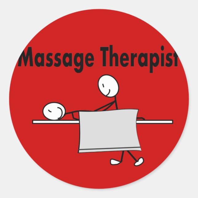 Massage Therapist Stick Person Classic Round Sticker (Front)