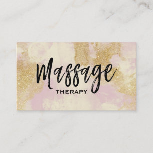 *~* Massage Therapist Trendy Grunge Gold Lavender Business Card