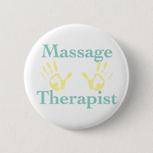 Massage Therapist: Yellow Hand Prints 2 Inch Round Button