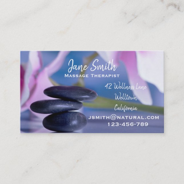 Massage Therapist zen stones Business Card (Front)