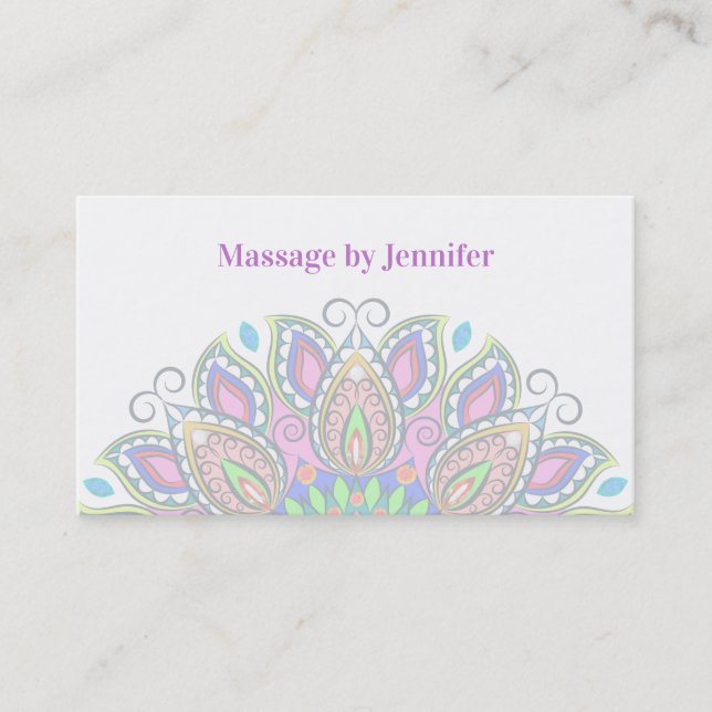 Massage Thérapiste Beaux Cartes de visite Mandala (Devant)