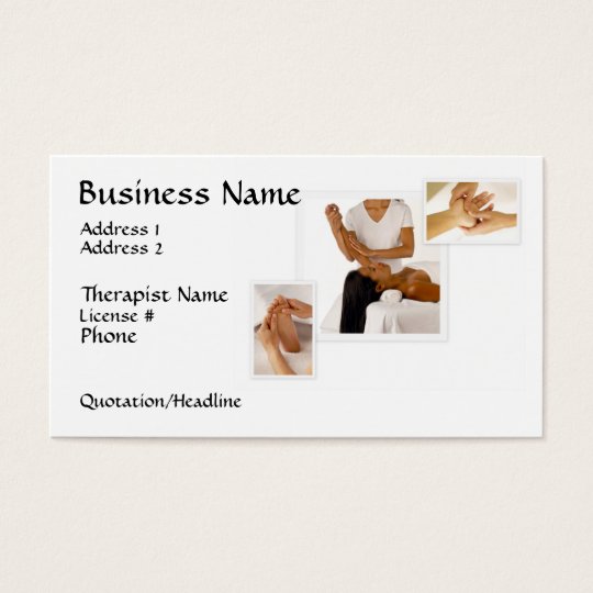 Massage Therapy Business Card, white background Business Card