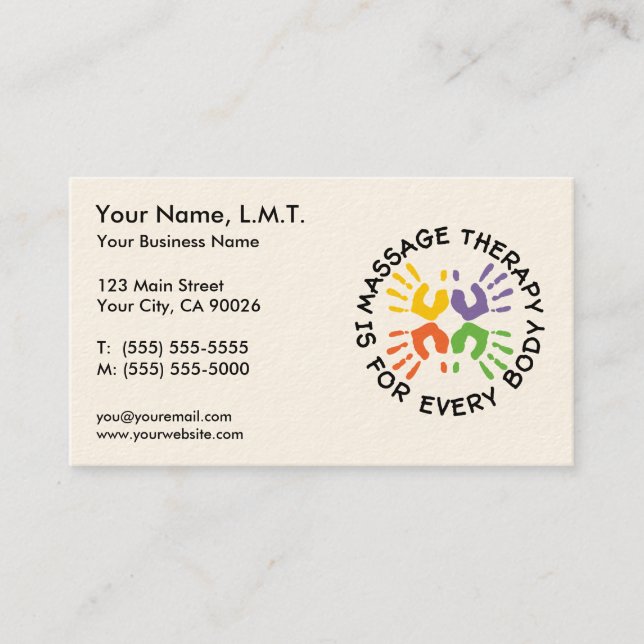 Massage Therapy Business Cards (Front)