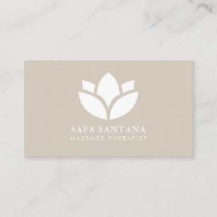 Massage Therapy chiropractor Lotus Flower Beige  Business Card