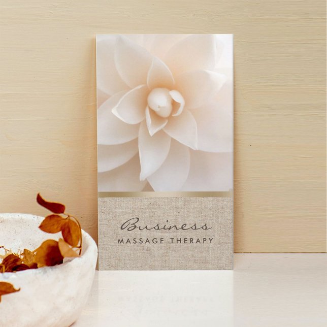 Massage Therapy Classy Flower & Burlap Healing Spa Business Card (Creator Uploaded)