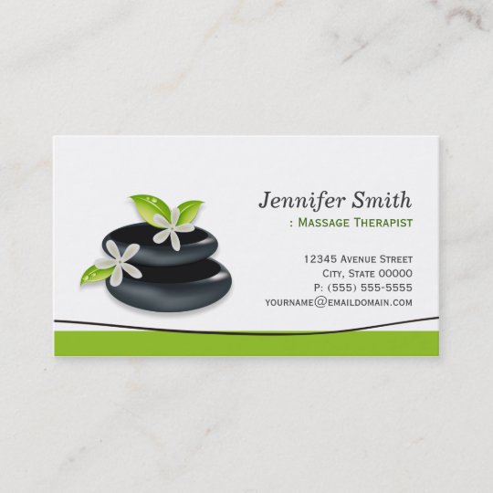 Massage Therapy Elegant Zen Stones Logo Business Card