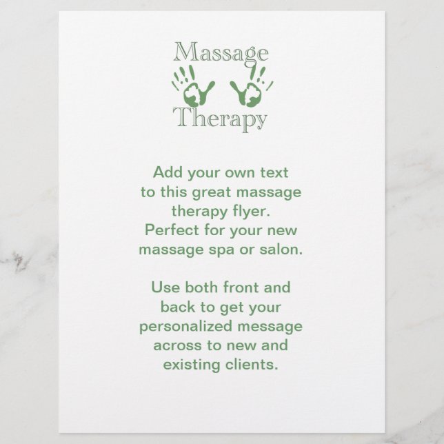 Massage therapy hand prints flyer (Front)