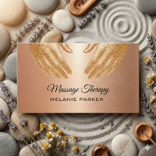 Massage Therapy Hands Rose Gold  Business Card