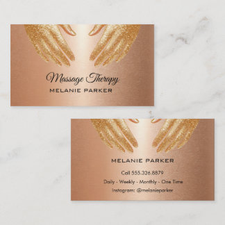Massage Therapy Hands Rose Gold  Business Card