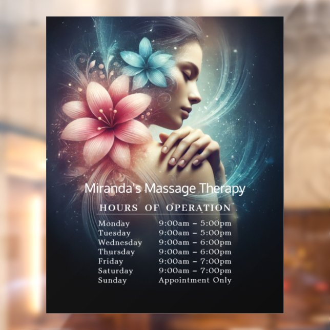 Massage Therapy Healing Hands Energy Opening Hours Window Cling (Sheet 2)