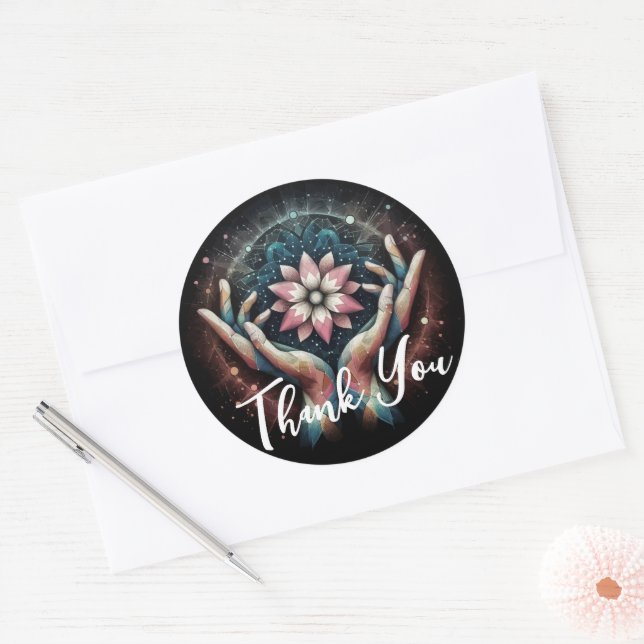 Massage Therapy Healing Hands Energy Spa Thank you Classic Round Sticker (Envelope)