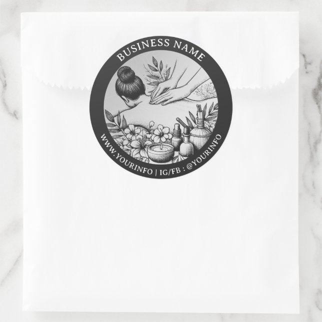 Massage Therapy Healing Hands Energy Spa Thank you Classic Round Sticker (Bag)