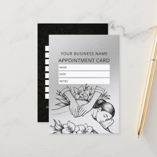Massage Therapy Healing Hands Energy Spa Wellness Appointment Card (Front/Back In Situ)