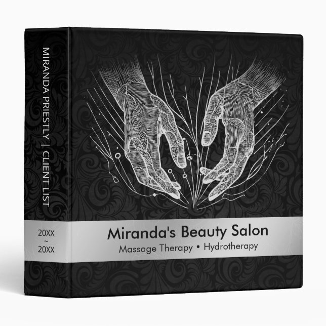 Massage Therapy Healing Hands Energy Spa Wellness Binder (Front/Spine)