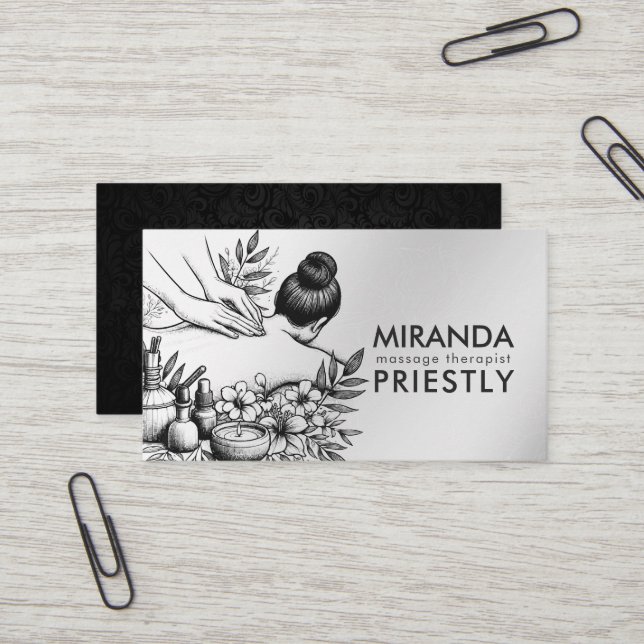Massage Therapy Healing Hands Energy Spa Wellness Business Card (Front/Back In Situ)